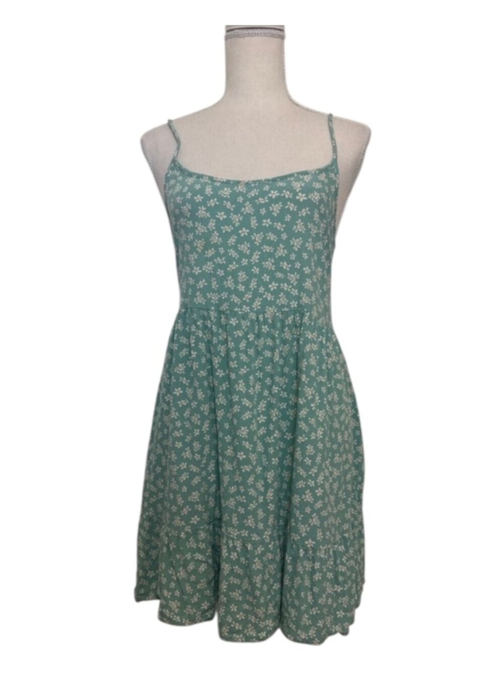 Aeropostale Spaghetti-Strap Sundress Women's Size Small Green Ditsy Floral